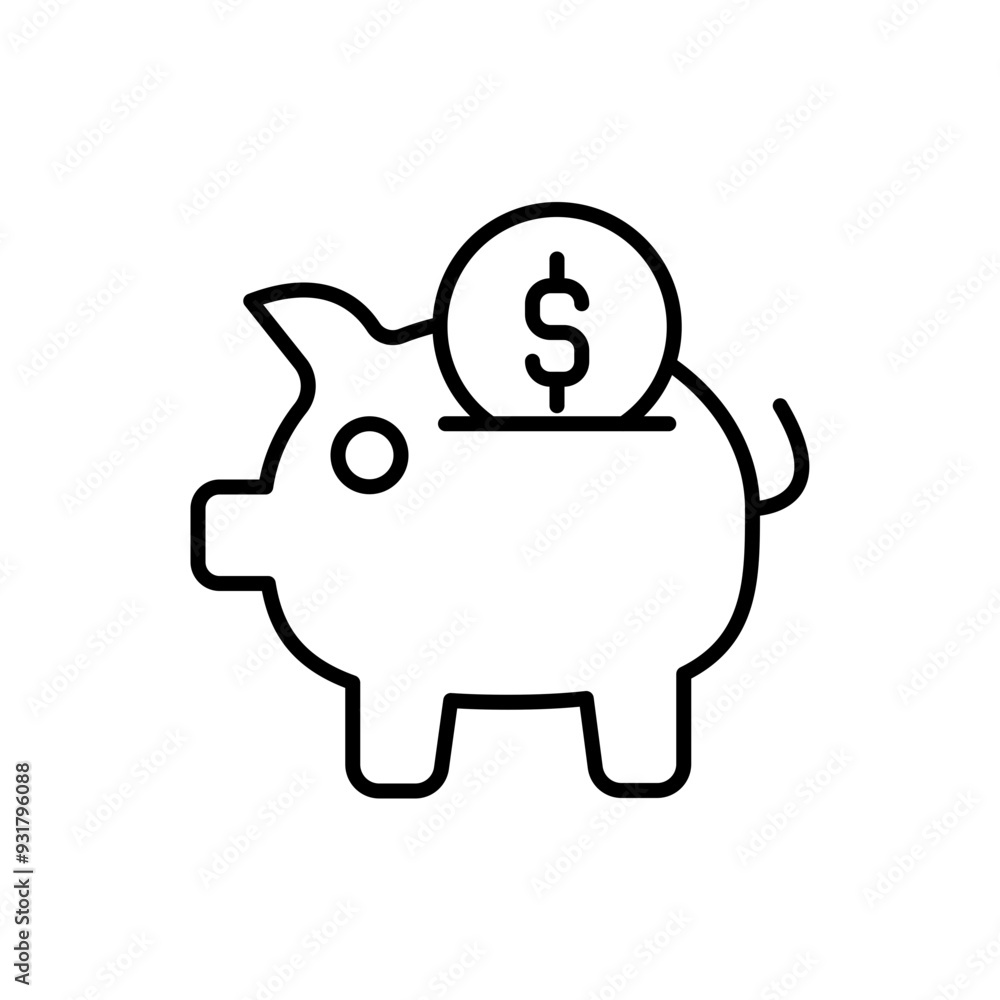 Piggy bank outline icons, minimalist vector illustration ,simple transparent graphic element .Isolated on white background Piggy bank outline icons, minimalist vector illustration ,simple transparent graphic element .Isolated on white background