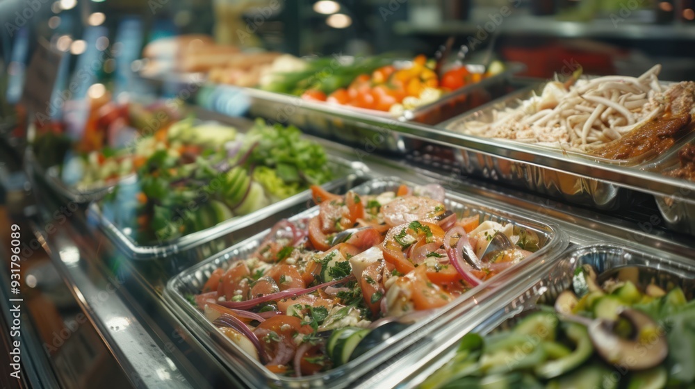 Delicious Salads in a Catering Display Case Delicious Salads in a Catering Display Case