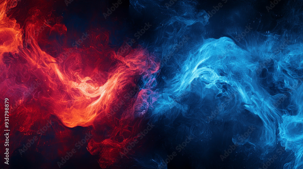 Blue and red flames creating a dynamic fire effect. Blue and red flames creating a dynamic fire effect.
