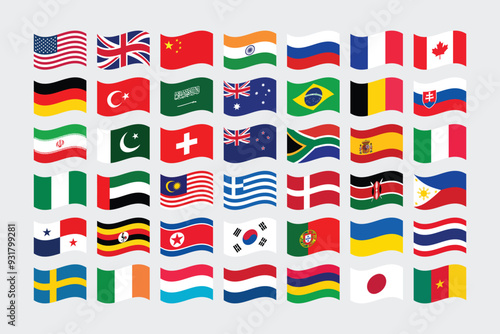 Giant Flag Collection. Set of World Country National Flag. 
