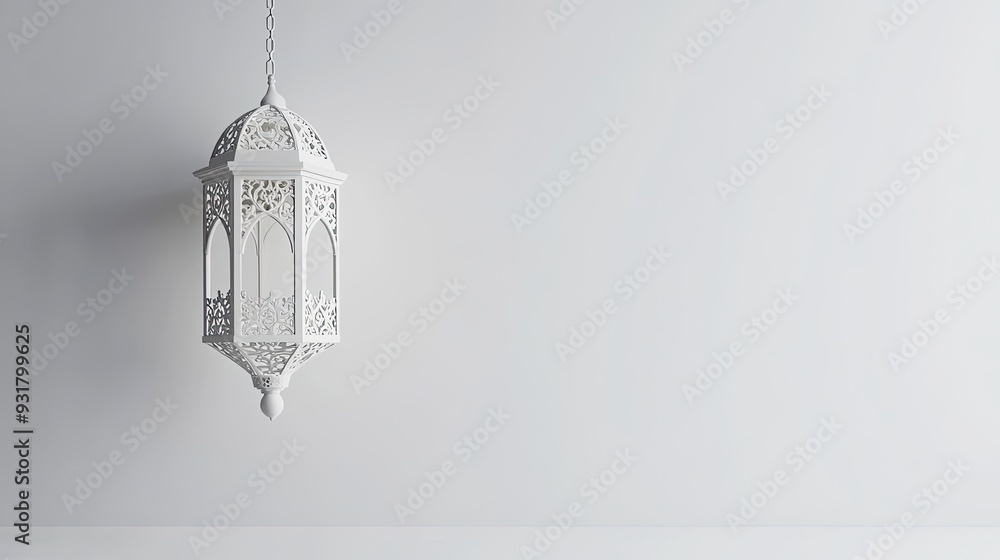 A minimalist design featuring an Arabic lantern in all-white, isolated against a clean white background. The modern and elegant look is perfect for sophisticated and cultural themes. A minimalist design featuring an Arabic lantern in all-white, isolated against a clean white background. The modern and elegant look is perfect for sophisticated and cultural themes.