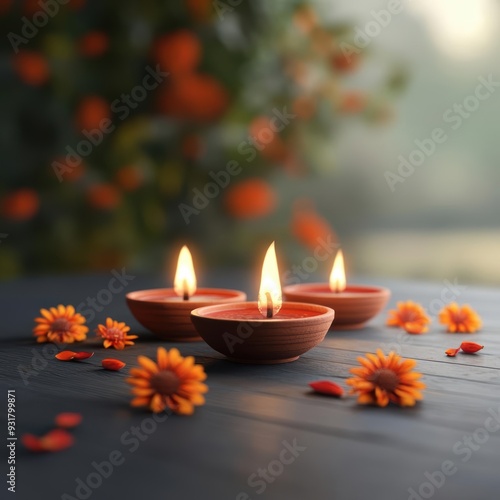 Elegant candles illuminate a serene setting, surrounded by vibrant flowers, perfect for enhancing ambiance and tranquility in decor.