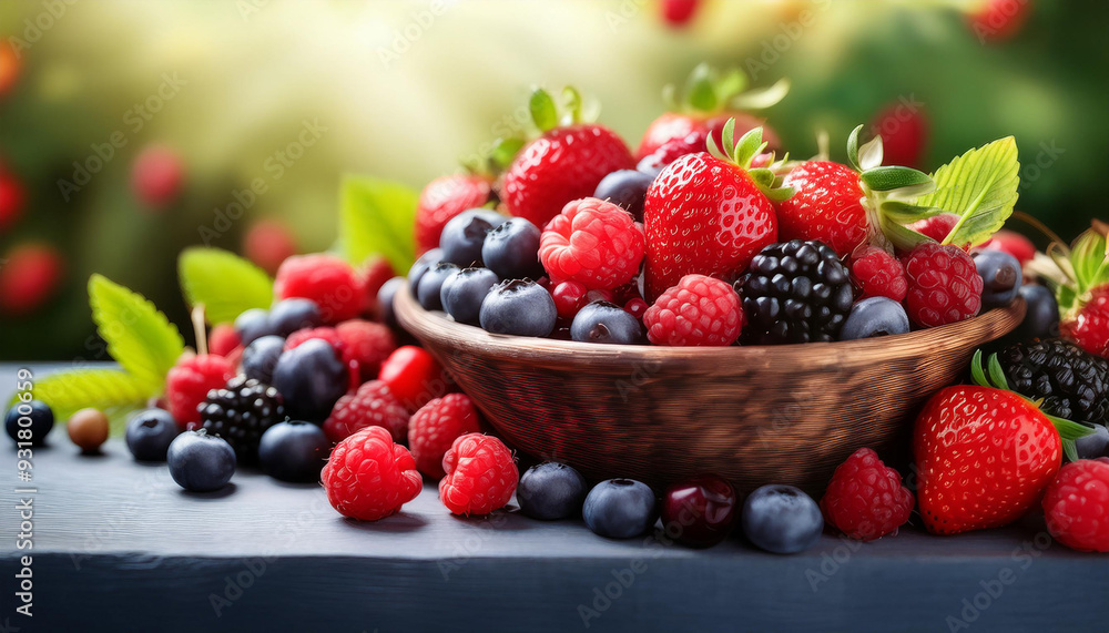 Vibrant Harvest of Freshly Picked Berries Promising a Delightful Indulgence Vibrant Harvest of Freshly Picked Berries Promising a Delightful Indulgence