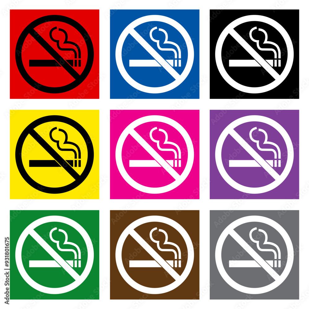 No Smoking Set Symbol Sign, Vector Illustration, Isolate On White Background Label .EPS10 No Smoking Set Symbol Sign, Vector Illustration, Isolate On White Background Label .EPS10