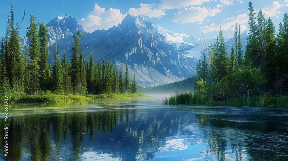 Majestic Mountain Range Reflected in a Still Lake. Majestic Mountain Range Reflected in a Still Lake.