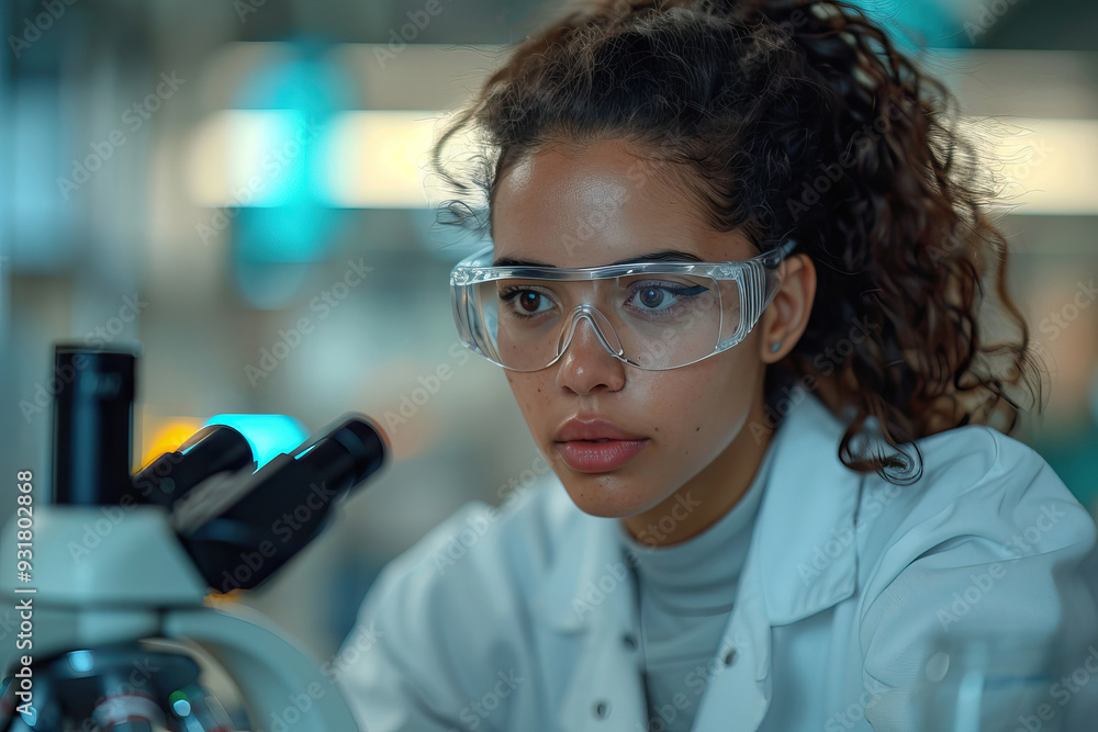 Woman scientist tests samples in lab Woman scientist tests samples in lab