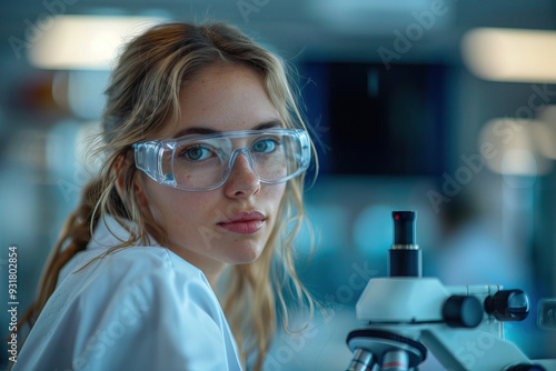 Female scientist examining samples in modern lab