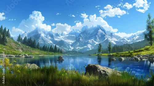 Serene Mountain Lake.