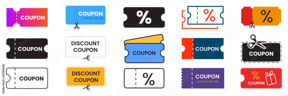 discount coupon set. vector collection discount coupon set. vector collection