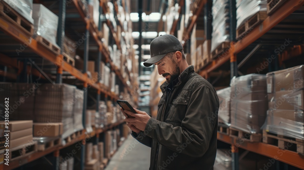 Warehouse Worker Checking Inventory Warehouse Worker Checking Inventory