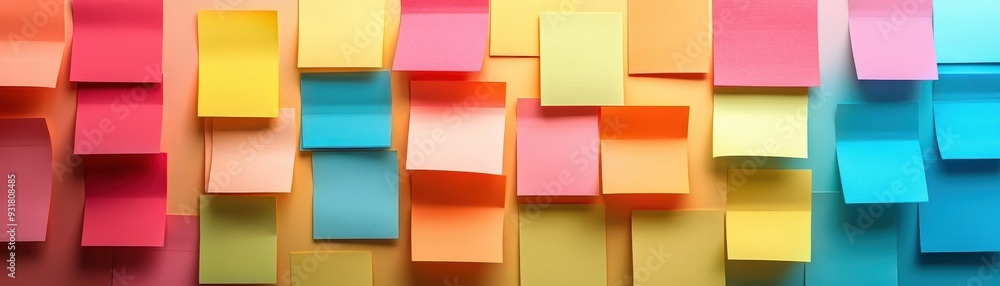 Colorful Sticky Notes on Wall Creating a Vibrant and Organized Workspace Background Colorful Sticky Notes on Wall Creating a Vibrant and Organized Workspace Background