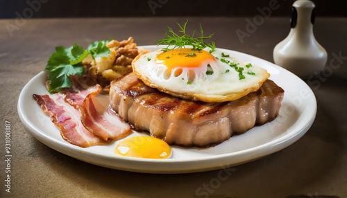 Wallpaper Mural A savory steak, cooked to perfection, crowned with a crispy-edged fried egg. Torontodigital.ca