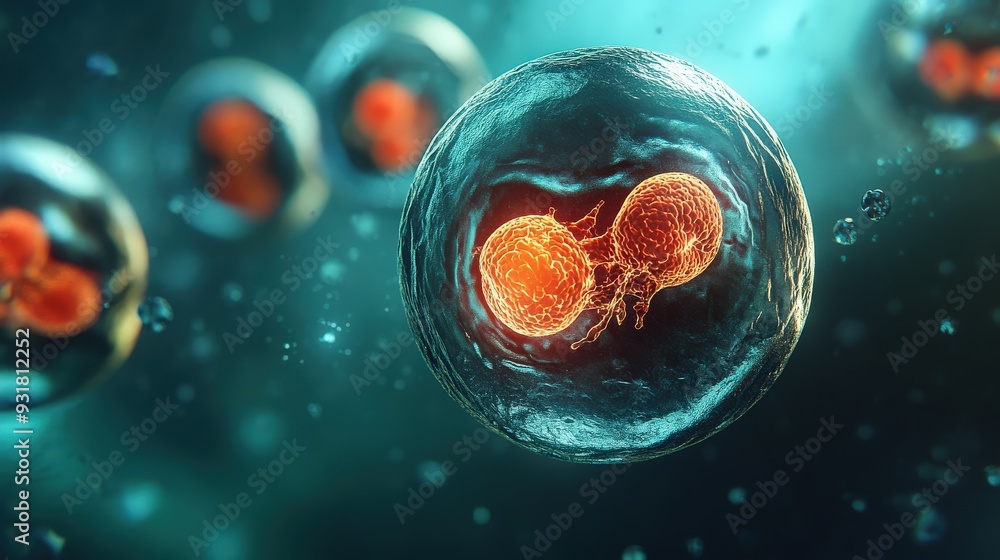 Stem cells are shown prioritizing the repair of damaged tissue in a laboratory, highlighting their potential for medical advancements Stem cells are shown prioritizing the repair of damaged tissue in a laboratory, highlighting their potential for medical advancements