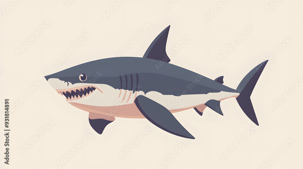 Illustration of Shark isolated on solid Background Illustration of Shark isolated on solid Background