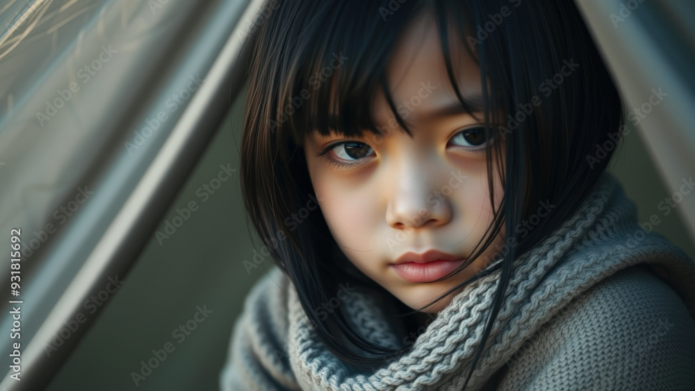 Close-up Portrait of a Young Girl with Intriguing Eyes Close-up Portrait of a Young Girl with Intriguing Eyes
