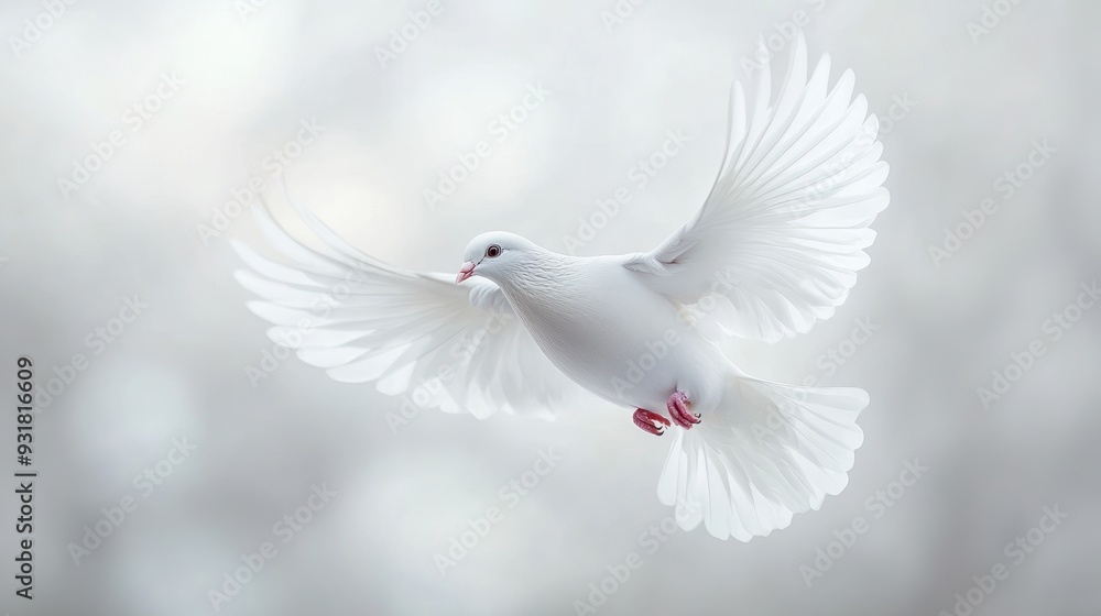 Obraz premium White Dove in Flight