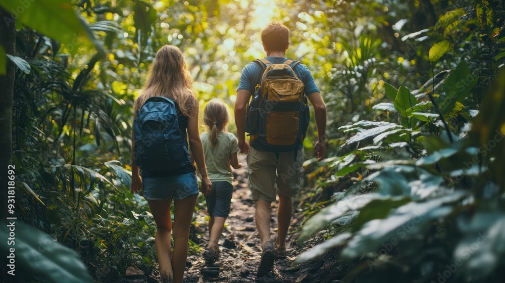 A family hikes through a lush forest, with parents guiding their children along a scenic trail, enjoying the beauty of nature and fresh air together. A family hikes through a lush forest, with parents guiding their children along a scenic trail, enjoying the beauty of nature and fresh air together.