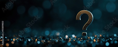 A metallic question mark stands out against a sparkling blue background, symbolizing curiosity and inquiry in a creative context.