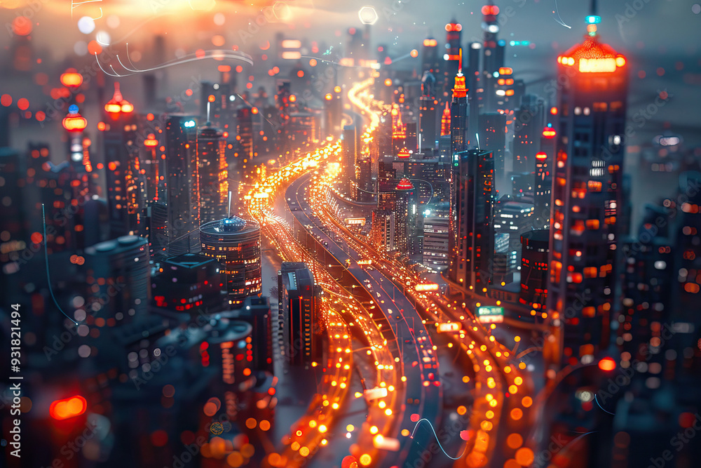 Fototapeta premium Smart expressway with wireless delivery