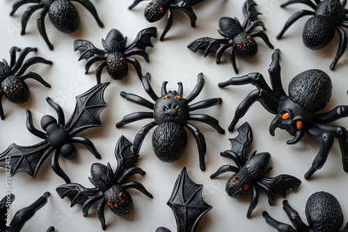 Vibrant Halloween design with bats and spiders photo