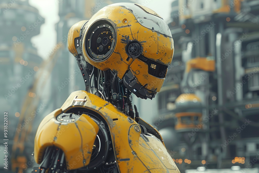AI robots building skyscrapers at a modern site AI robots building skyscrapers at a modern site