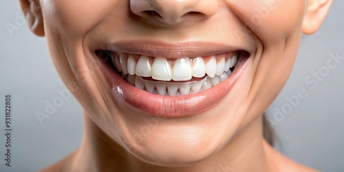 Discreet Dental Alignment: Smiling person, subtle Invisalign trays, neutral colors, seamless integration photo