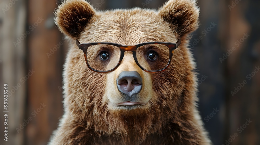 Fototapeta premium Wise Bear Professor in Glasses Contemplating Academic Concepts