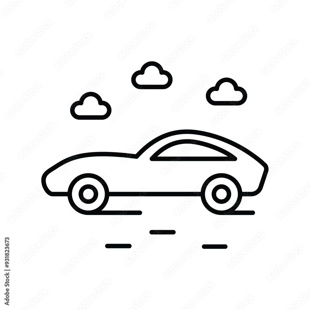 sports car line icon with white background vector stock illustration sports car line icon with white background vector stock illustration