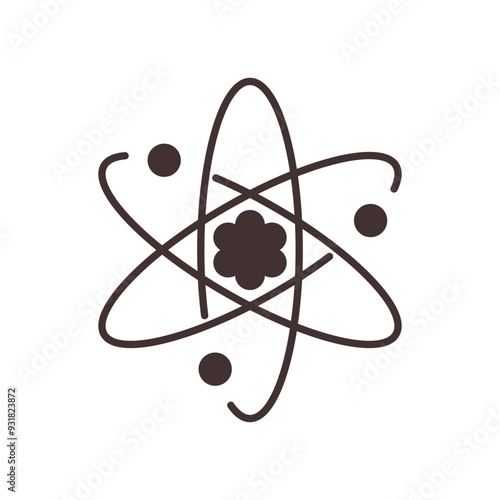 Atom icon with orbitals surrounding the nucleus, symbolizing science or physics.