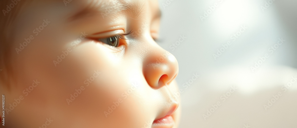 Closeup of baby's eye and nose Closeup of baby's eye and nose