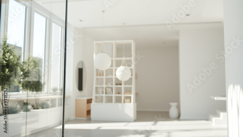 Modern White Interior with Sunlit Room