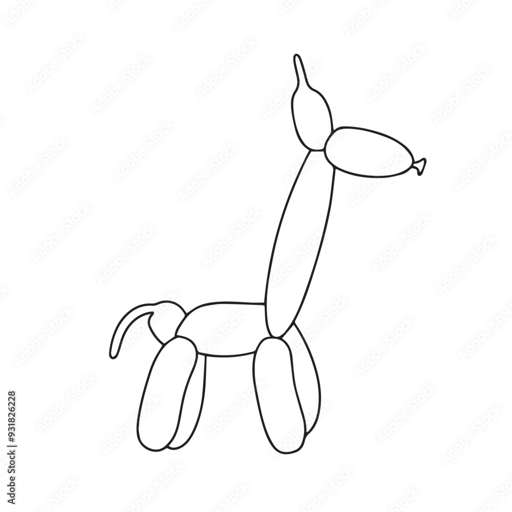 Obraz premium Inflatable giraffe made of twisted balloons. Design element for greeting card, invitation card, print, flyer, banner. Vector.