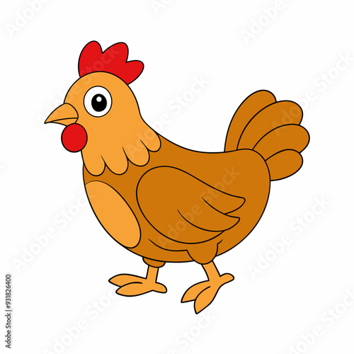  A Hen strutting proudly around a rustic barnyard vector illustration