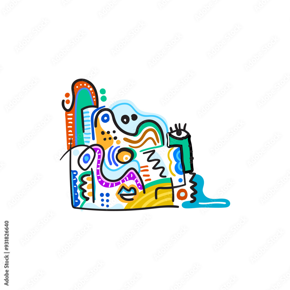 hand drawn doodle shapes and objects. Abstract modern contemporary trendy vector illustration. hand drawn doodle shapes and objects. Abstract modern contemporary trendy vector illustration.