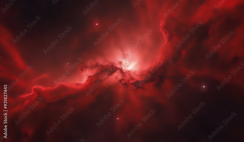 Red gas nebula in outer space. AI Generated Red gas nebula in outer space. AI Generated