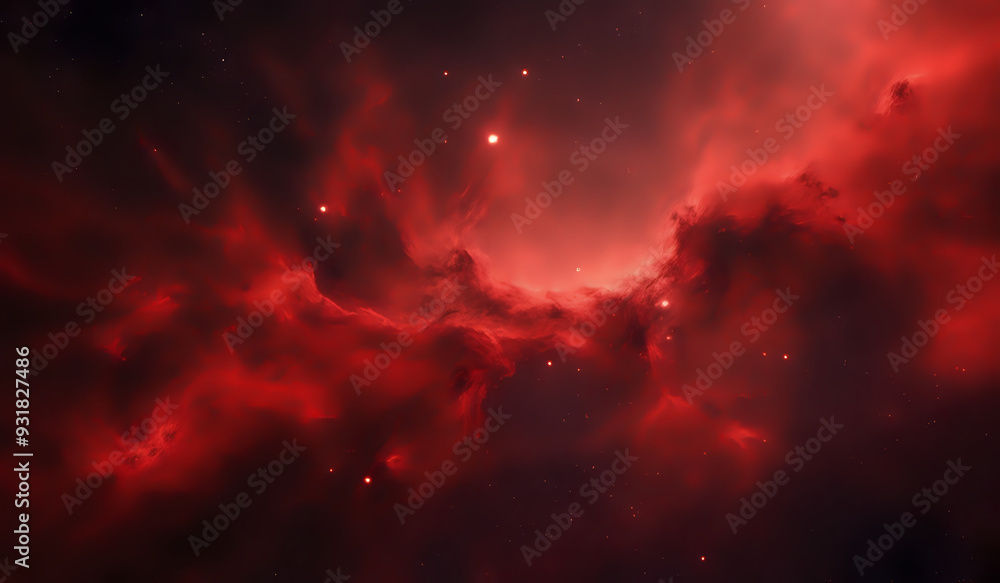 Red gas nebula in outer space. AI Generated Red gas nebula in outer space. AI Generated