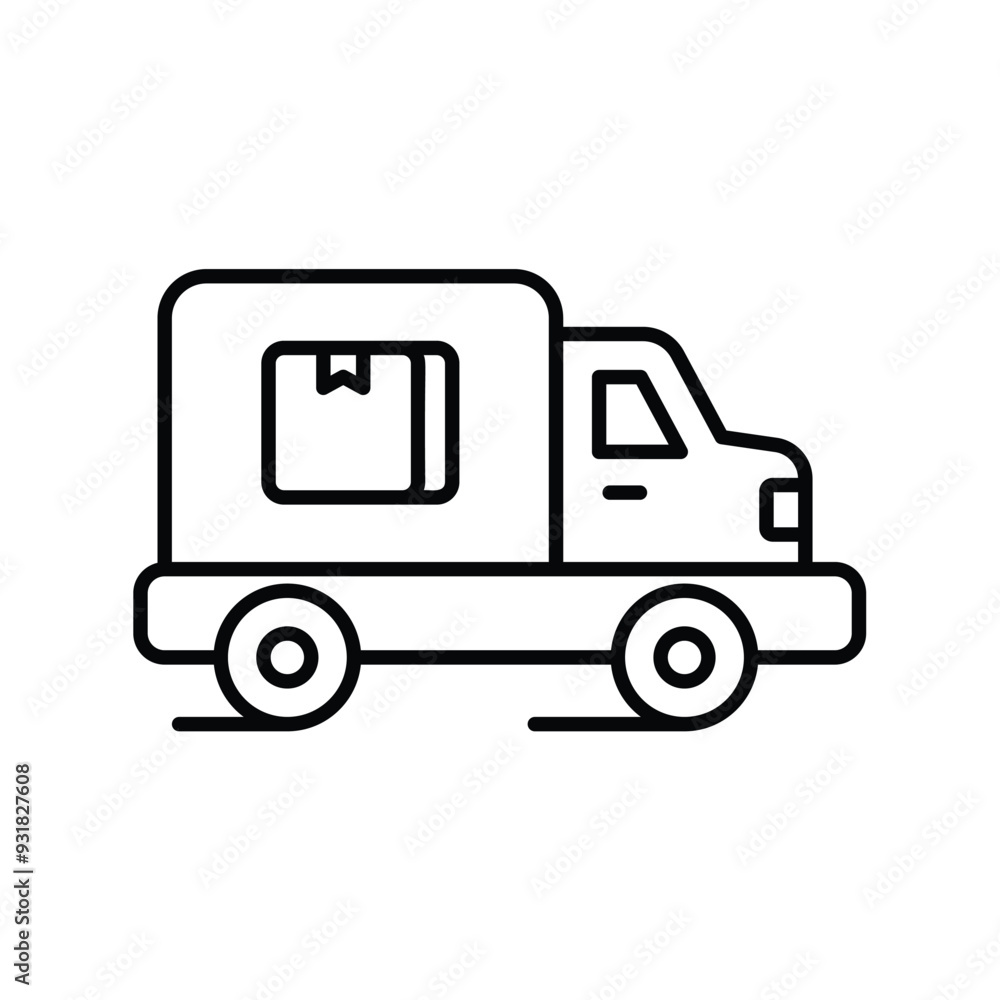 delivery truck line icon with white background vector stock illustration delivery truck line icon with white background vector stock illustration