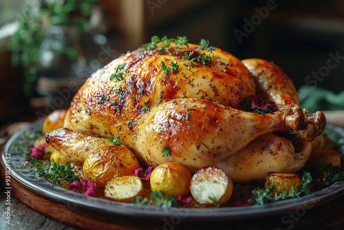 Grilled roasted whole Chicken