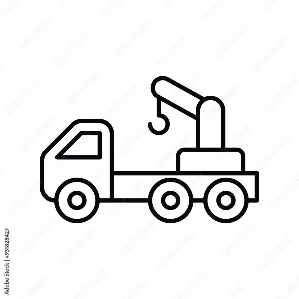crane truck line icon with white background vector stock illustration crane truck line icon with white background vector stock illustration