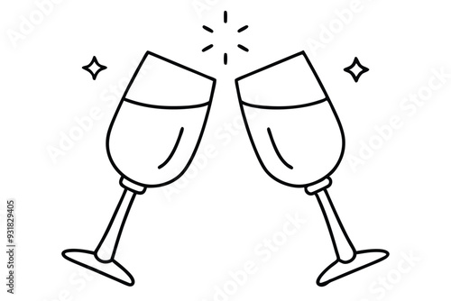 champagne cheers line art
