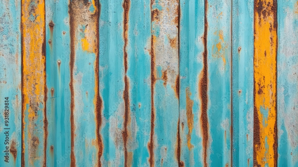 Obraz premium Abstract grunge striped texture with rust on zinc background. Old vintage banner background