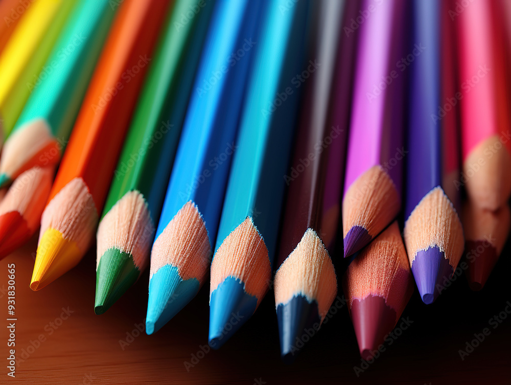 Gorgious Colourful pencils on desk Gorgious Colourful pencils on desk