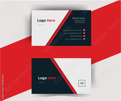 Red Corporate Business Card Layout, vector design.