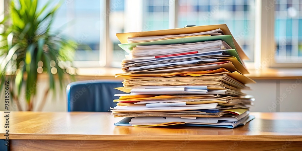 Organized stack of files on desk, files, documents, paperwork, organization, stack, desk, office, business Organized stack of files on desk, files, documents, paperwork, organization, stack, desk, office, business