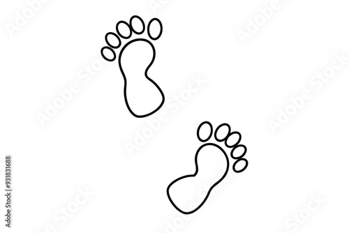 Footprints line art vector illustration