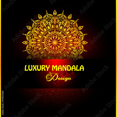 Luxury ornamental mandala design background in golden color , with different gradient color background.