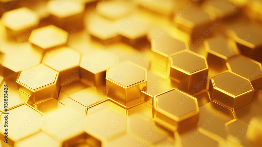 Abstract yellow technology hexagonal background Abstract yellow technology hexagonal background