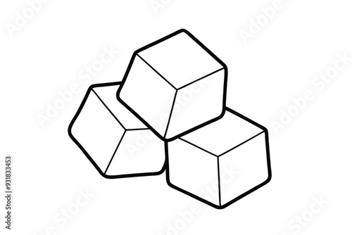 Ice cubes line art vector illustration