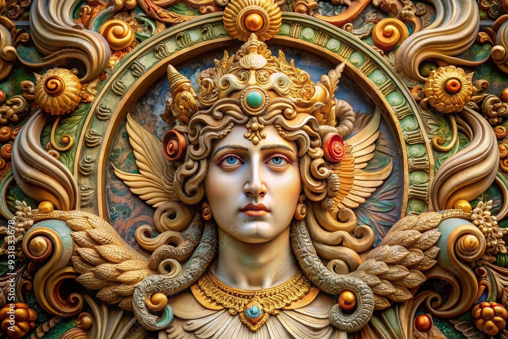Fototapeta premium Golden Antiquity: Ancient, Intricate, Mythological, Ornate, Regal