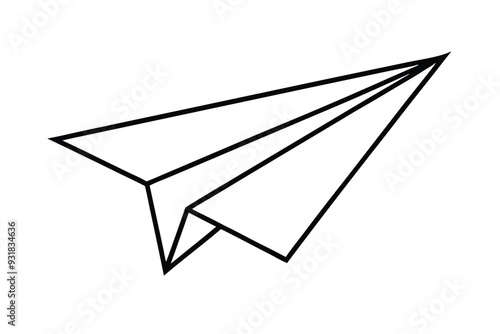 Paper airplane line art vector illustration